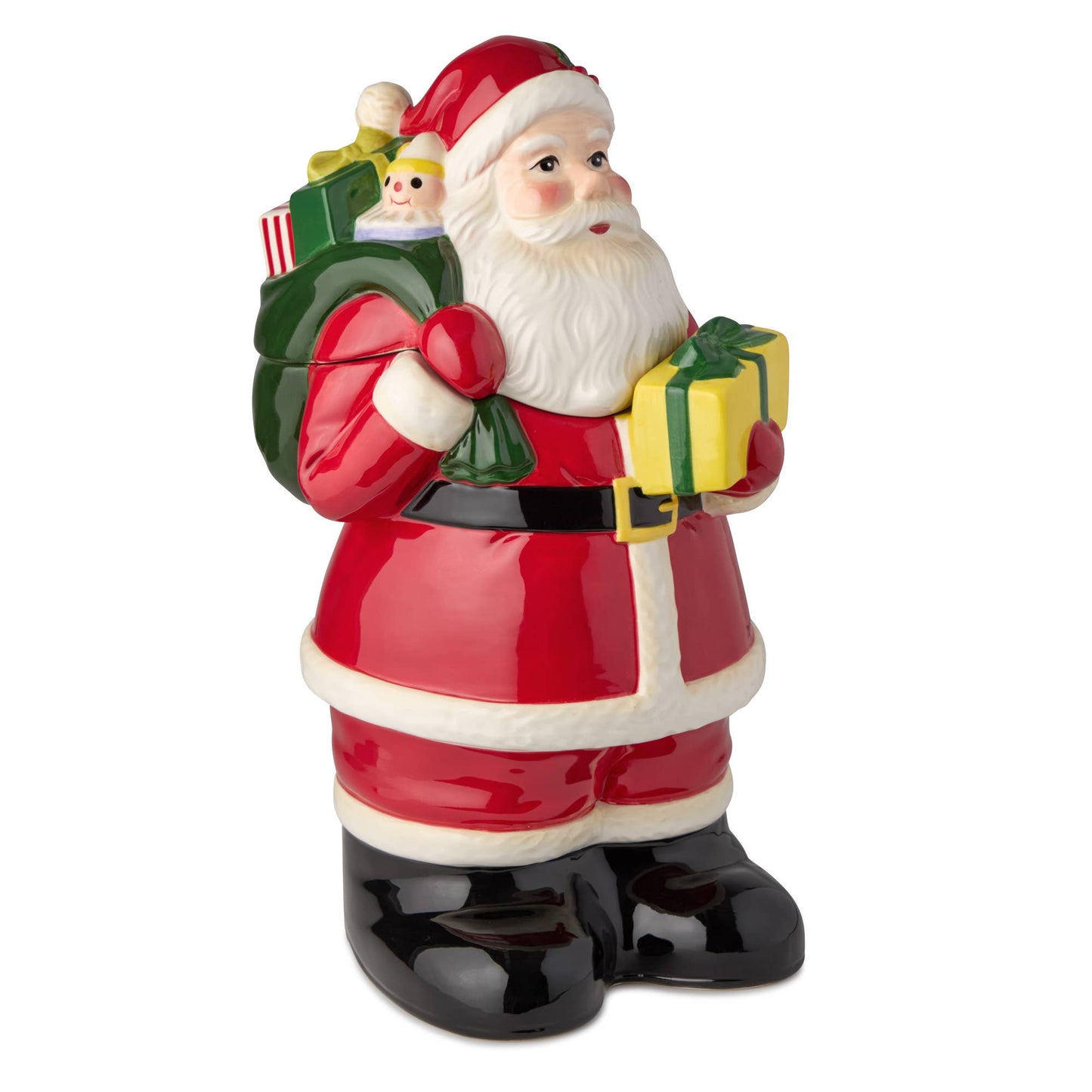 Santa's Retro Christmas 3-D Santa Cookie Jar 12in