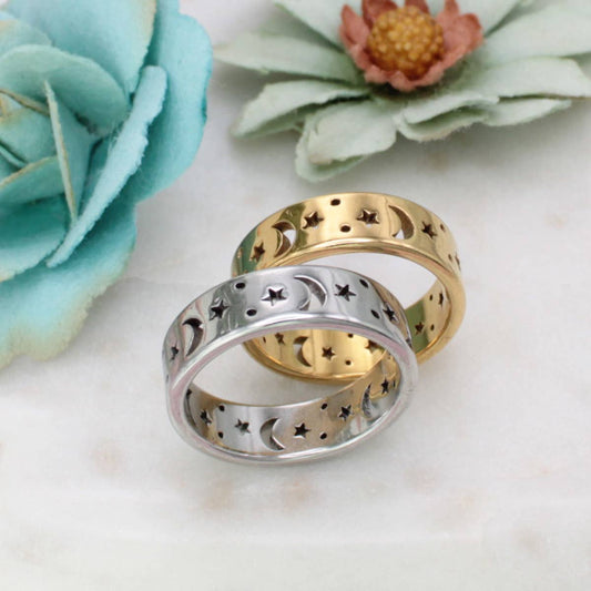 Celestial Dream Moon Star Band Ring