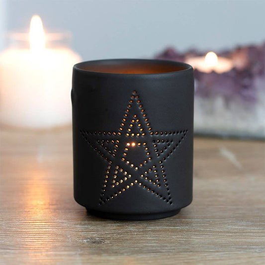 Pentagram Cut Out Tealight Candle Holder