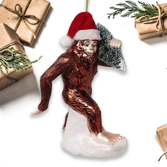 Forest Dweller Bigfoot Glass Ornament