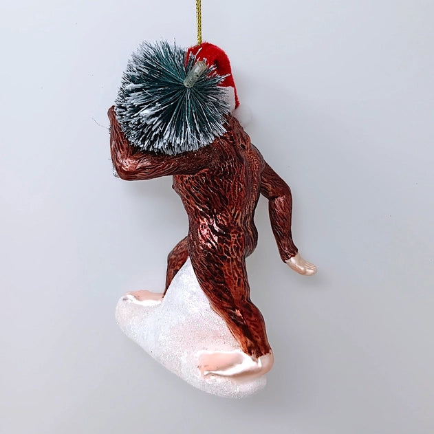 Forest Dweller Bigfoot Glass Ornament