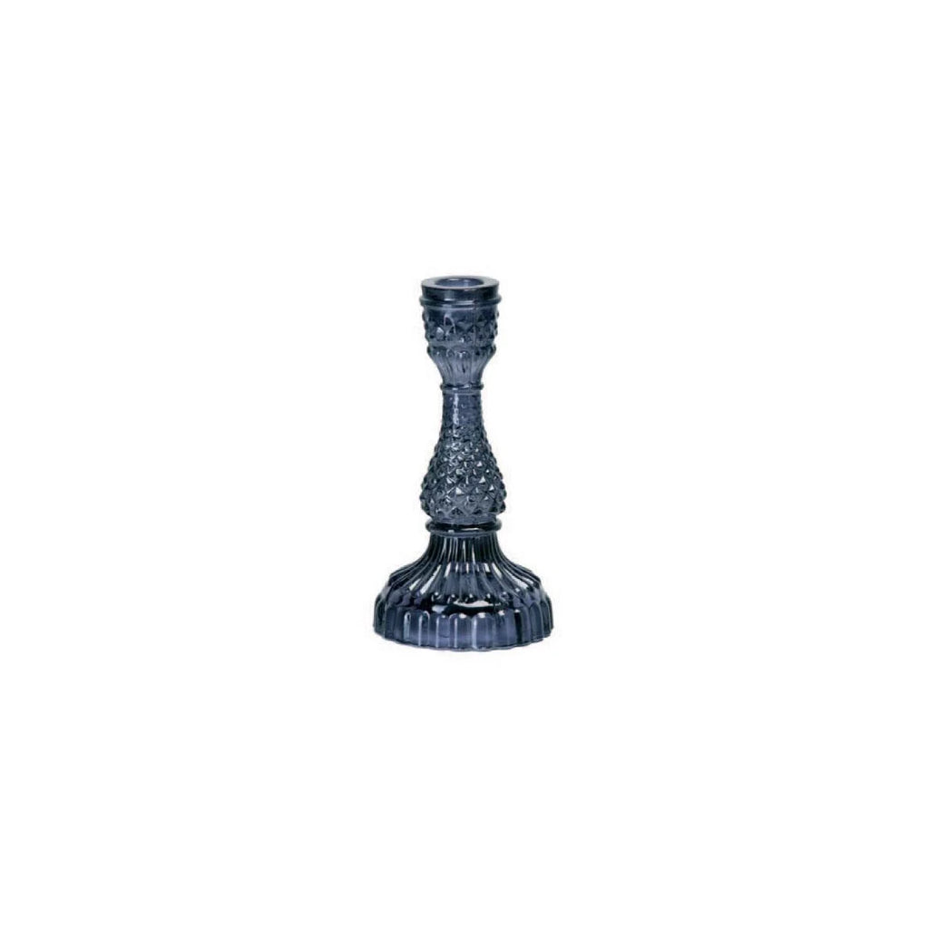 Large Glass Taper Candle Holder - Black