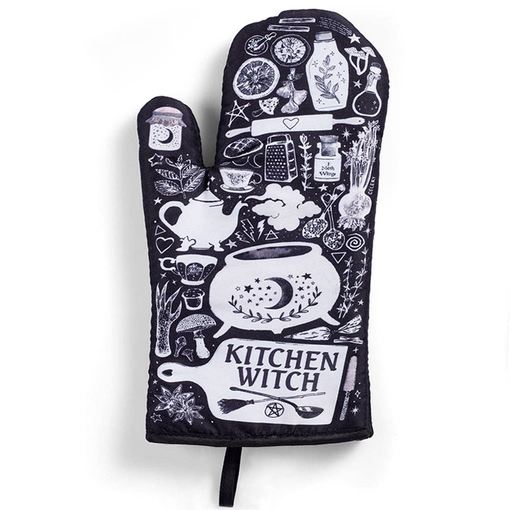 Kitchen Witch Oven Mitt Set - Black and White
