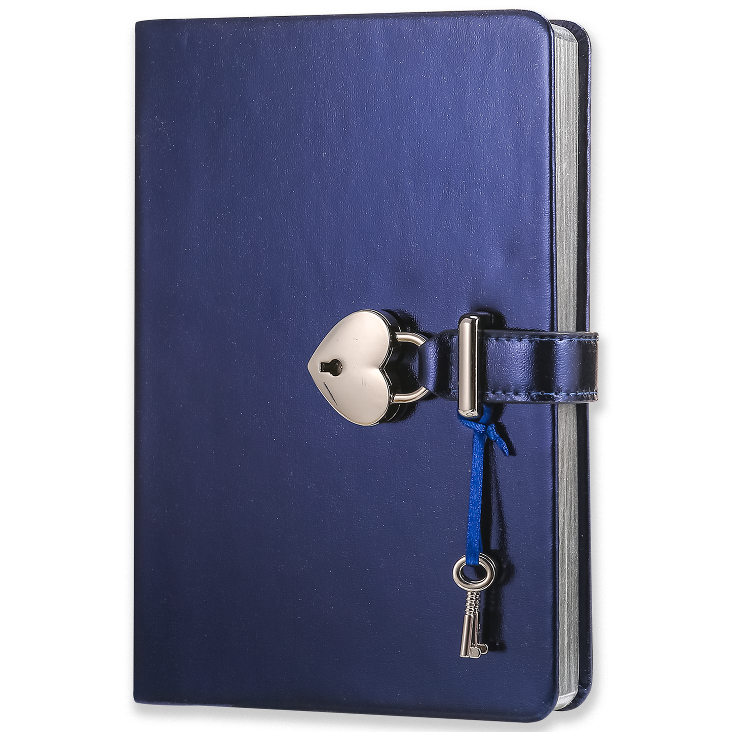 "Hush-Hush" Heart Lock Diary - Metallic Blue Leather