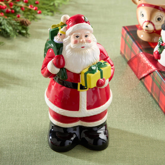 Santa's Retro Christmas 3-D Santa Cookie Jar 12in
