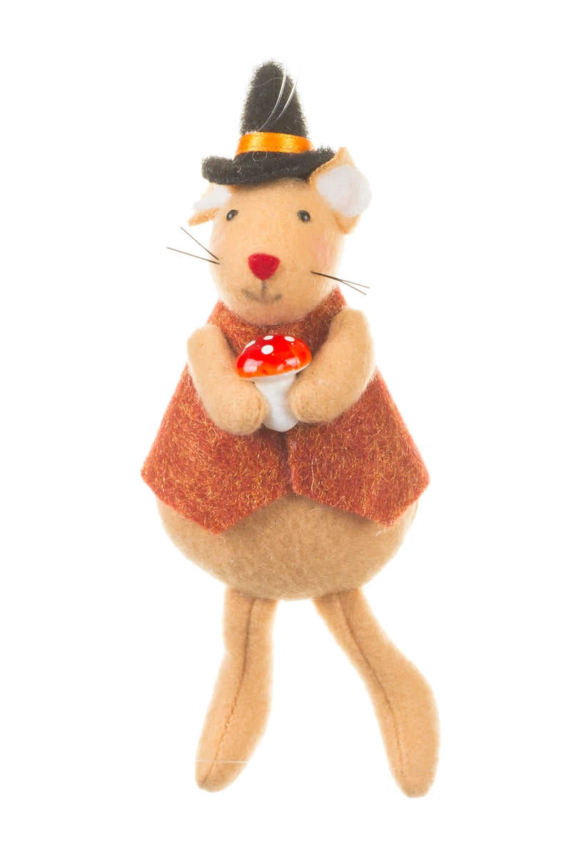 Beige Halloween Mouse with Mushroom