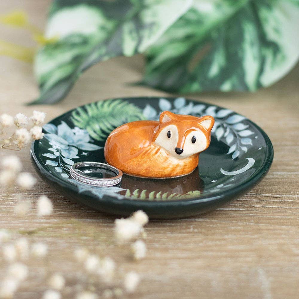 Green Forest Fox Trinket Dish