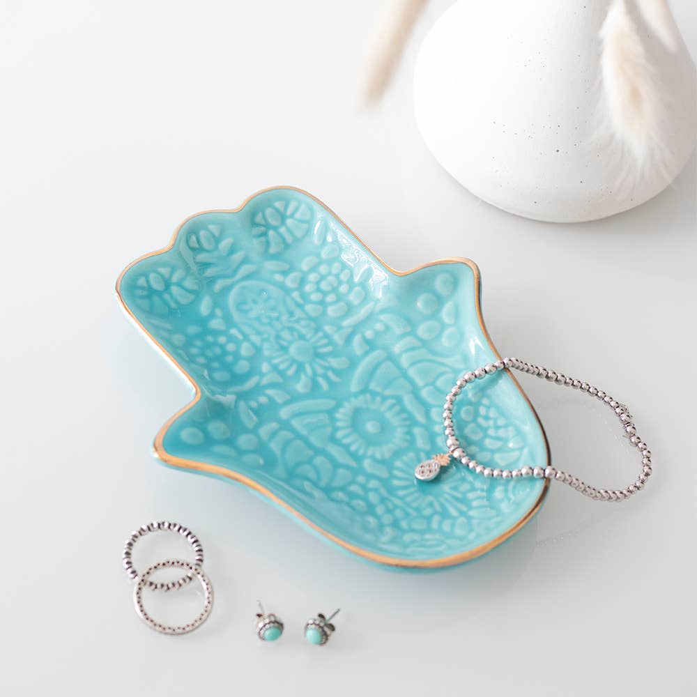 Turquoise Hamsa Hand Trinket Dish