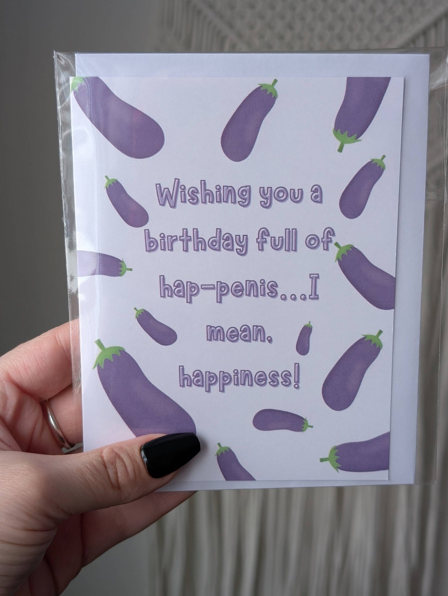 Wishing you a birthday full of hap-penis funny birthday card