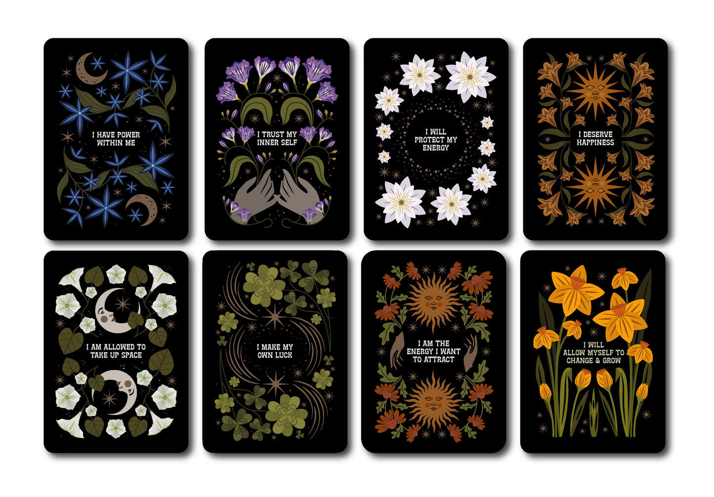 Celestial Floral Affirmations Cards