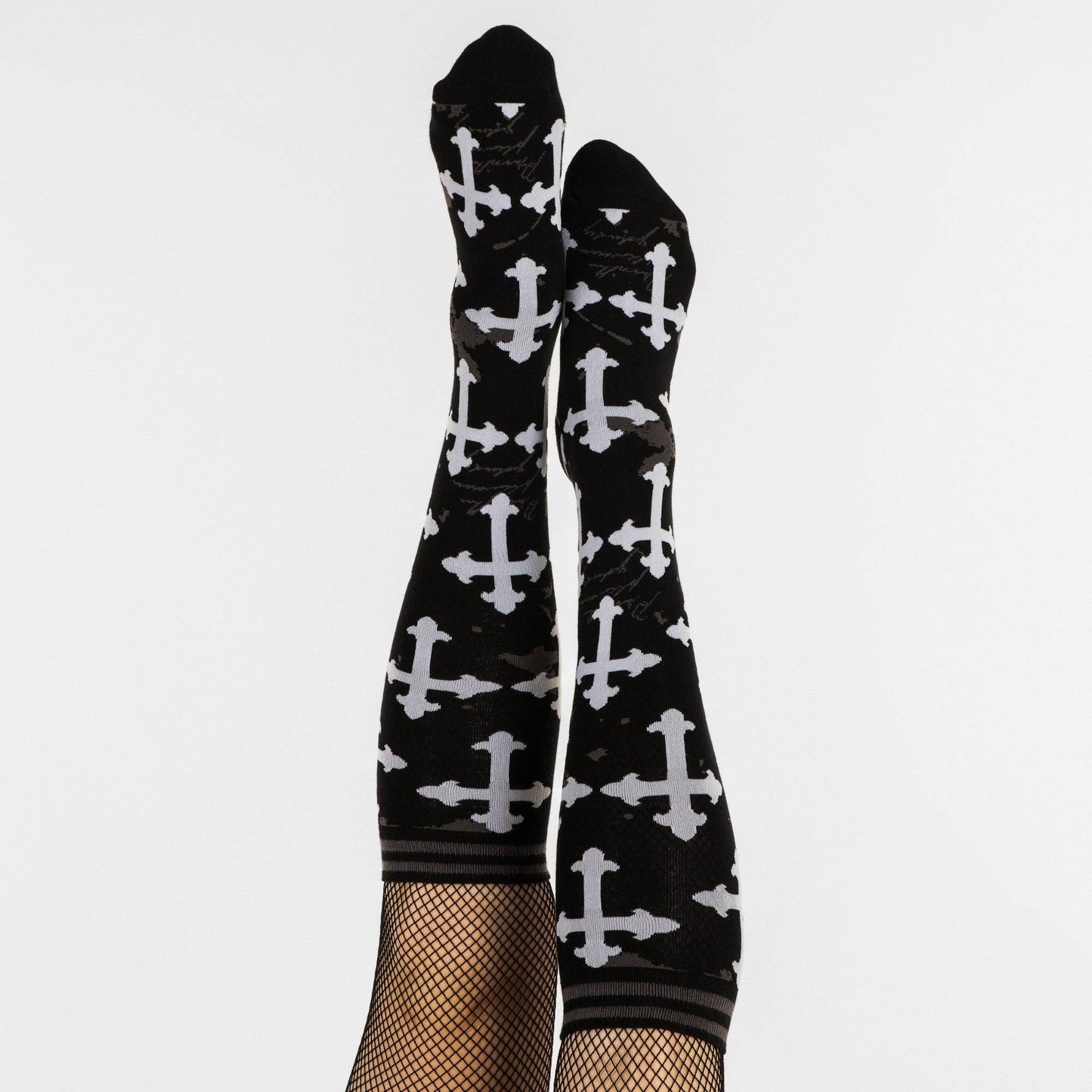 Gothic Crosses Knee High Socks