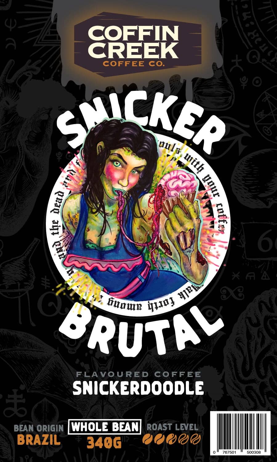 SnickerBrutal - Chocolate Caramel and Peanut Flavor: 340 Grams / Drip Coffee Maker Grind