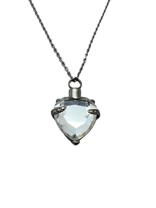 Memorial Urn Pendant - Clear Crystal Heart