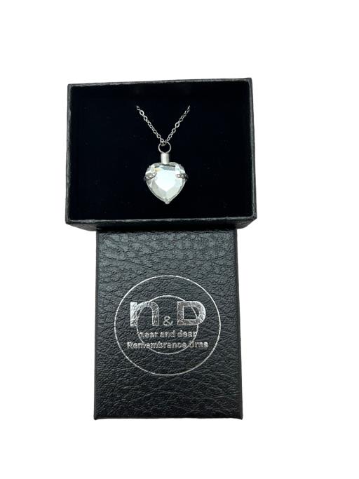 Memorial Urn Pendant - Clear Crystal Heart