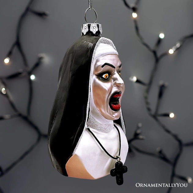 Creepy Nun Themed Glass Ornament