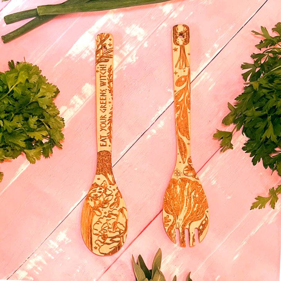 "Eat Your Greens, Witch" Engraved Eco-Friendly Utensils