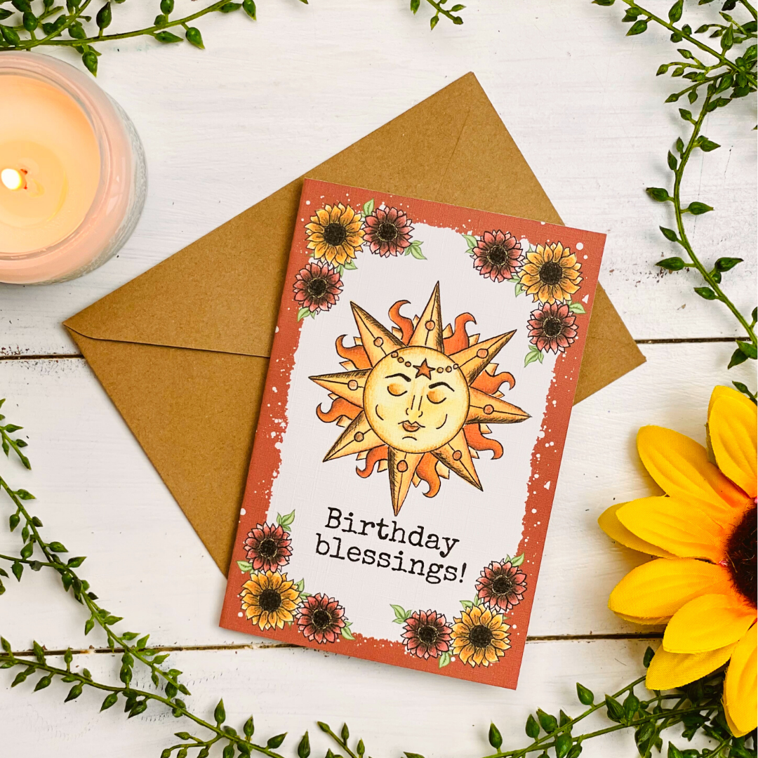 Birthday Card with Witchy Sun