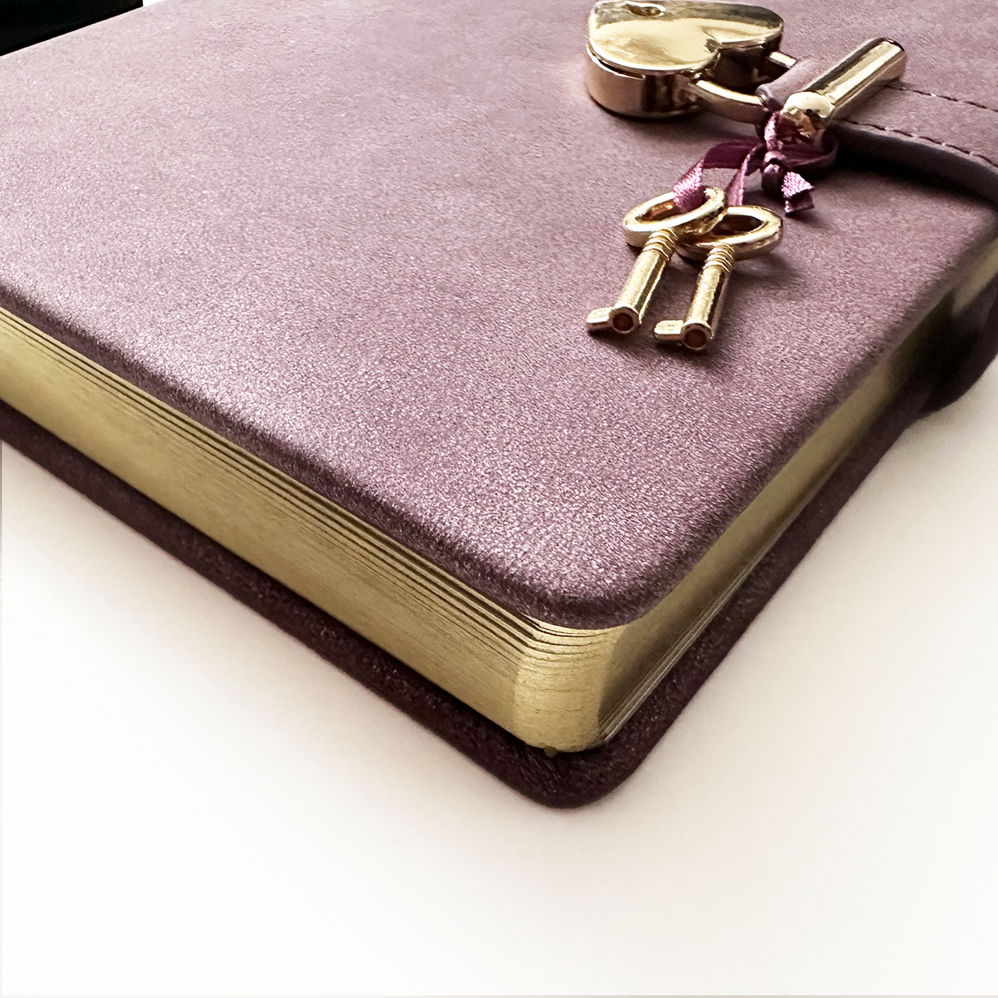 "Hush-Hush" Soft-Touch Heart Lock Diary - Mauve Leather