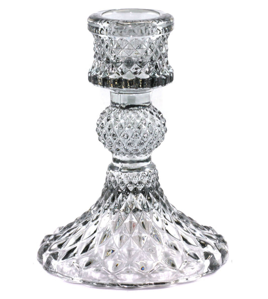 Small Glass Taper Candle Holder - Smoke