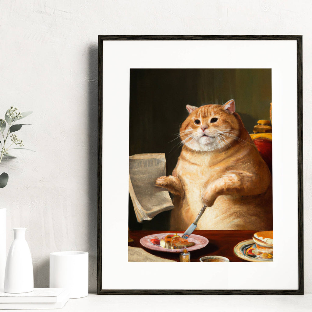 Mews Over Breakfast  | Renaissance Fancy Cat Portrait Art Print