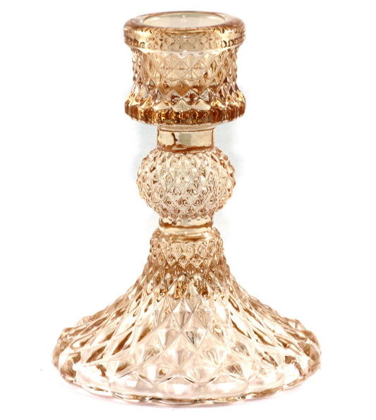 Small Glass Taper Candle Holder - Bronze