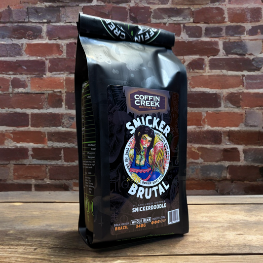 SnickerBrutal - Chocolate Caramel and Peanut Flavor: 340 Grams / Drip Coffee Maker Grind