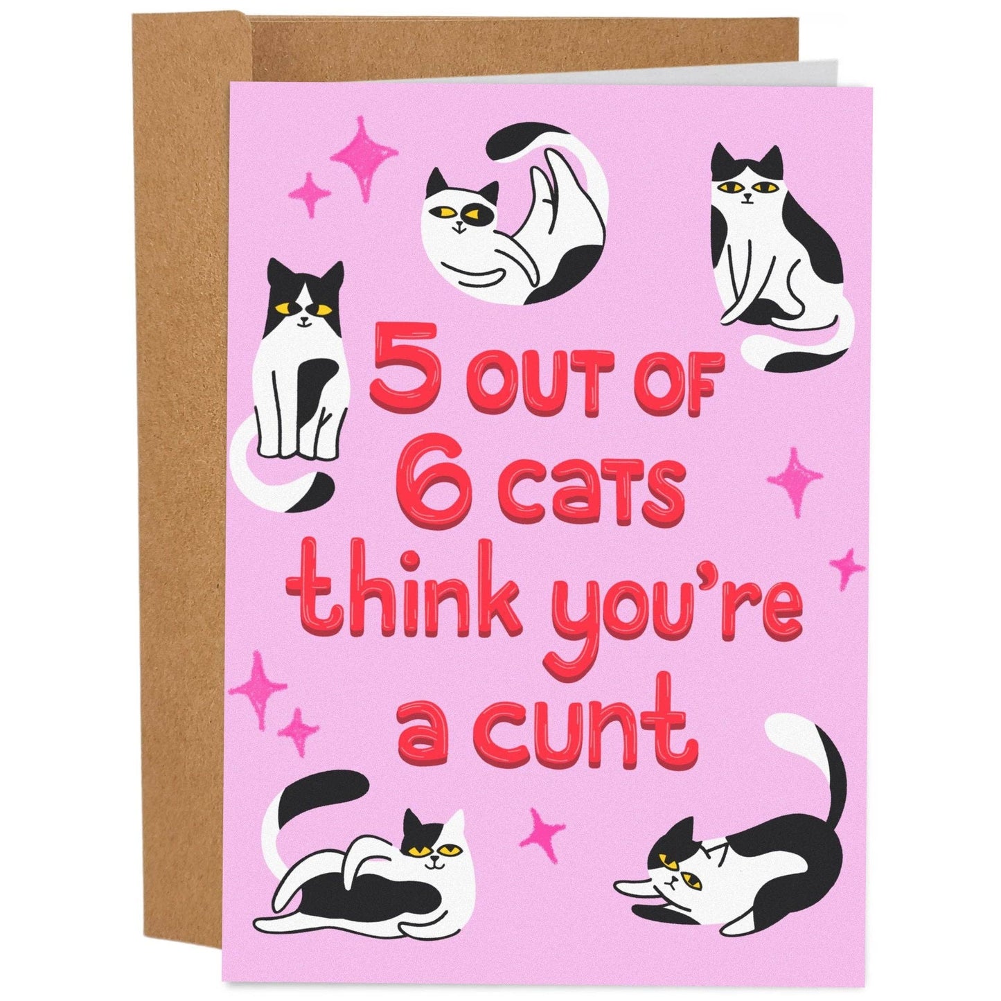 5 Cats Think You’re a Cunt - Rude Birthday Card for Friend