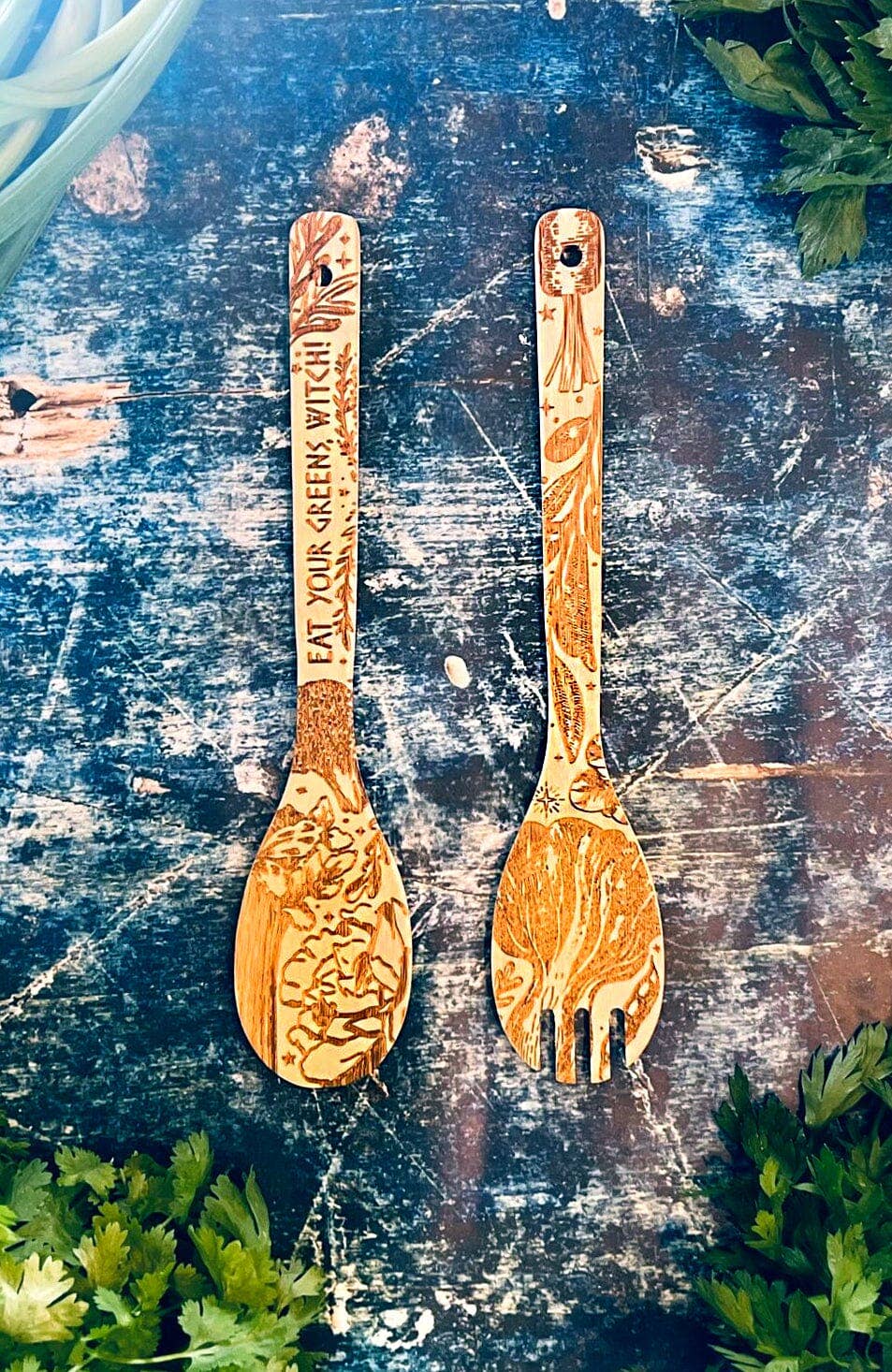"Eat Your Greens, Witch" Engraved Eco-Friendly Utensils
