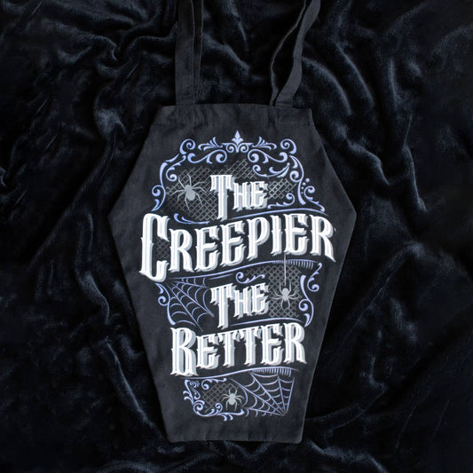 Gothic The Creepier the Better Coffin Shaped Tote Bag