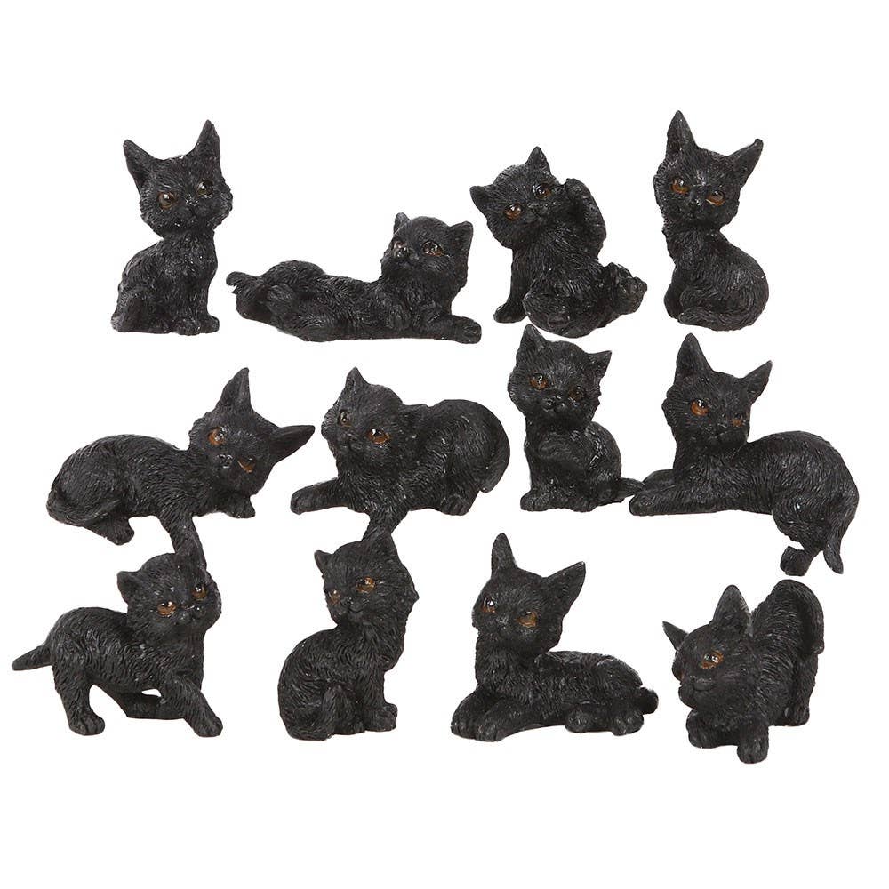 Assorted Posed Black Cat Statue