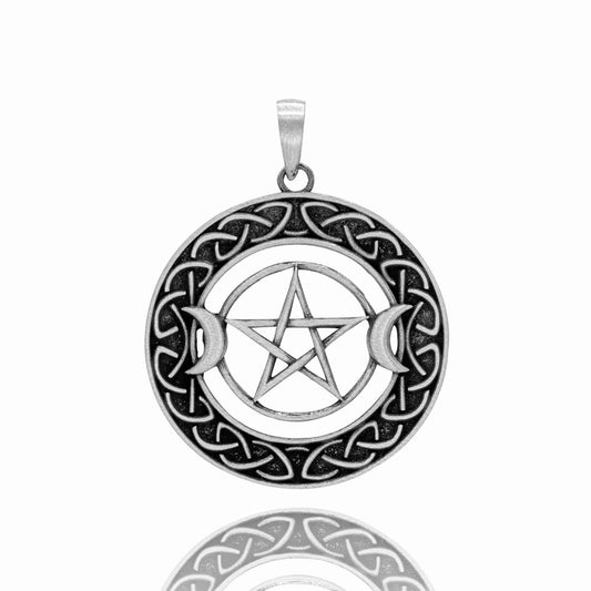 Celtic Weave with Pentacle Pewter Necklace