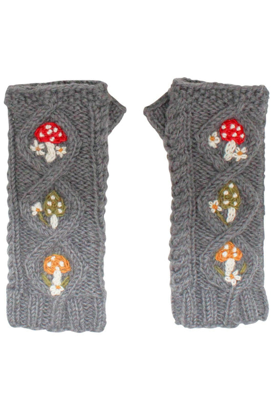 Cable Knit Mushroom Armwarmer: Grey