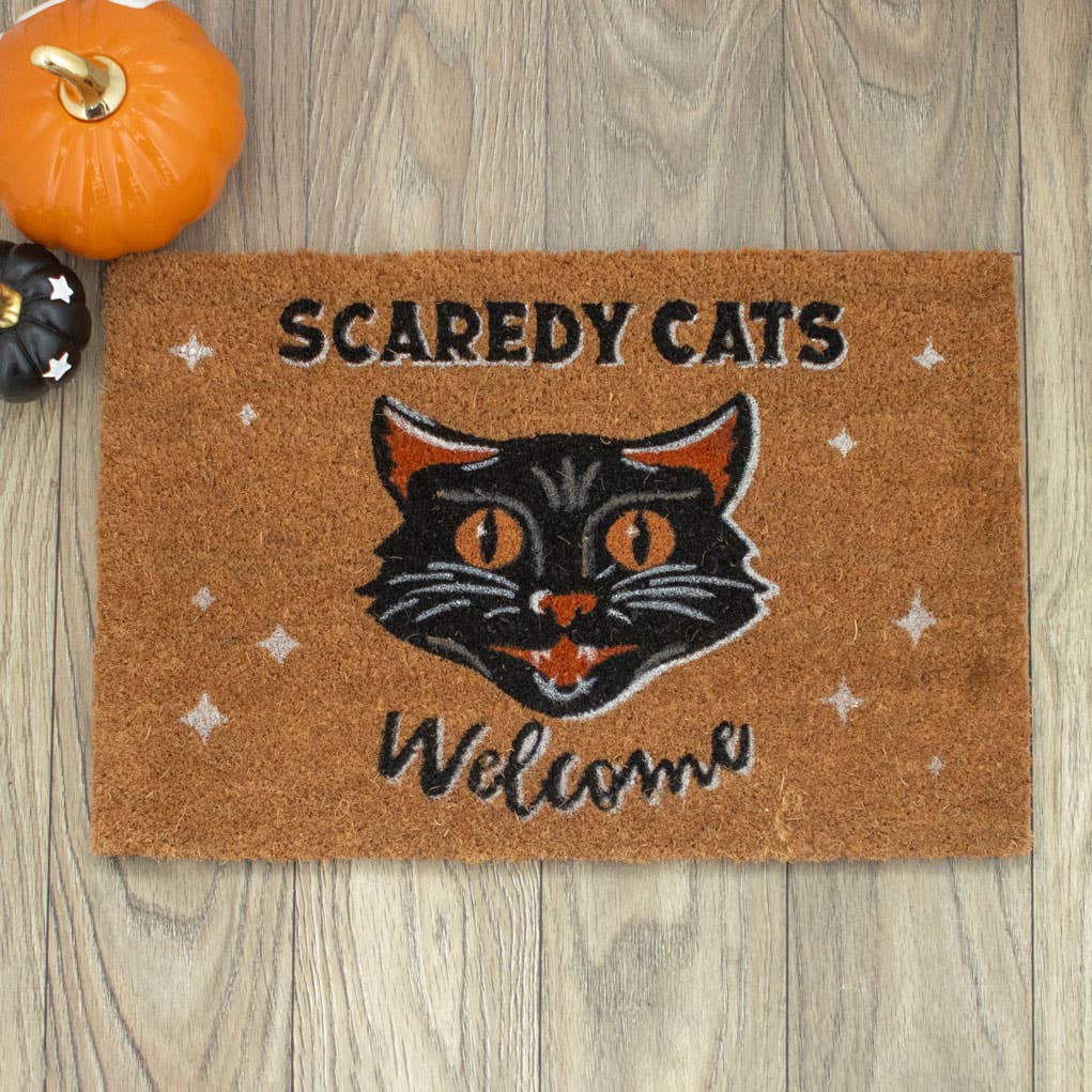 Scaredy Cats Welcome Halloween Doormat