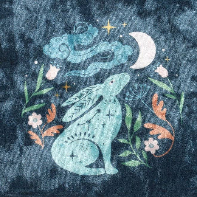 Mystical Midnight Hare Velvet Bag