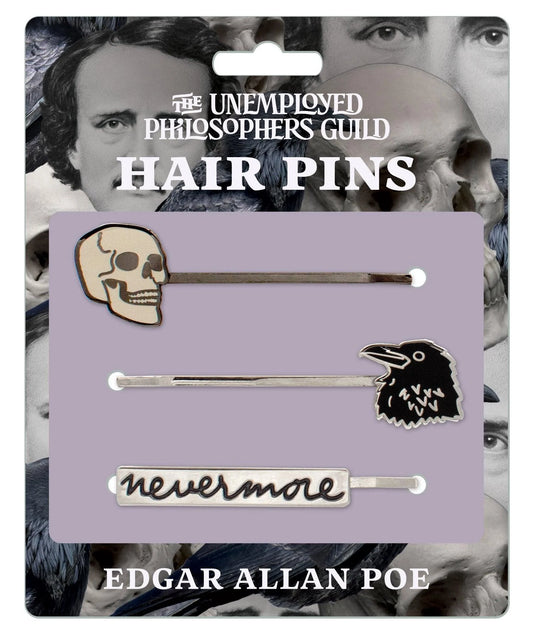 Raven, Skull, Quote Hair Pins