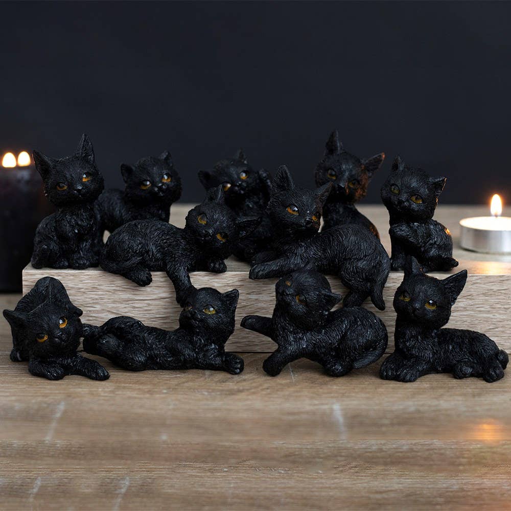 Assorted Posed Black Cat Statue