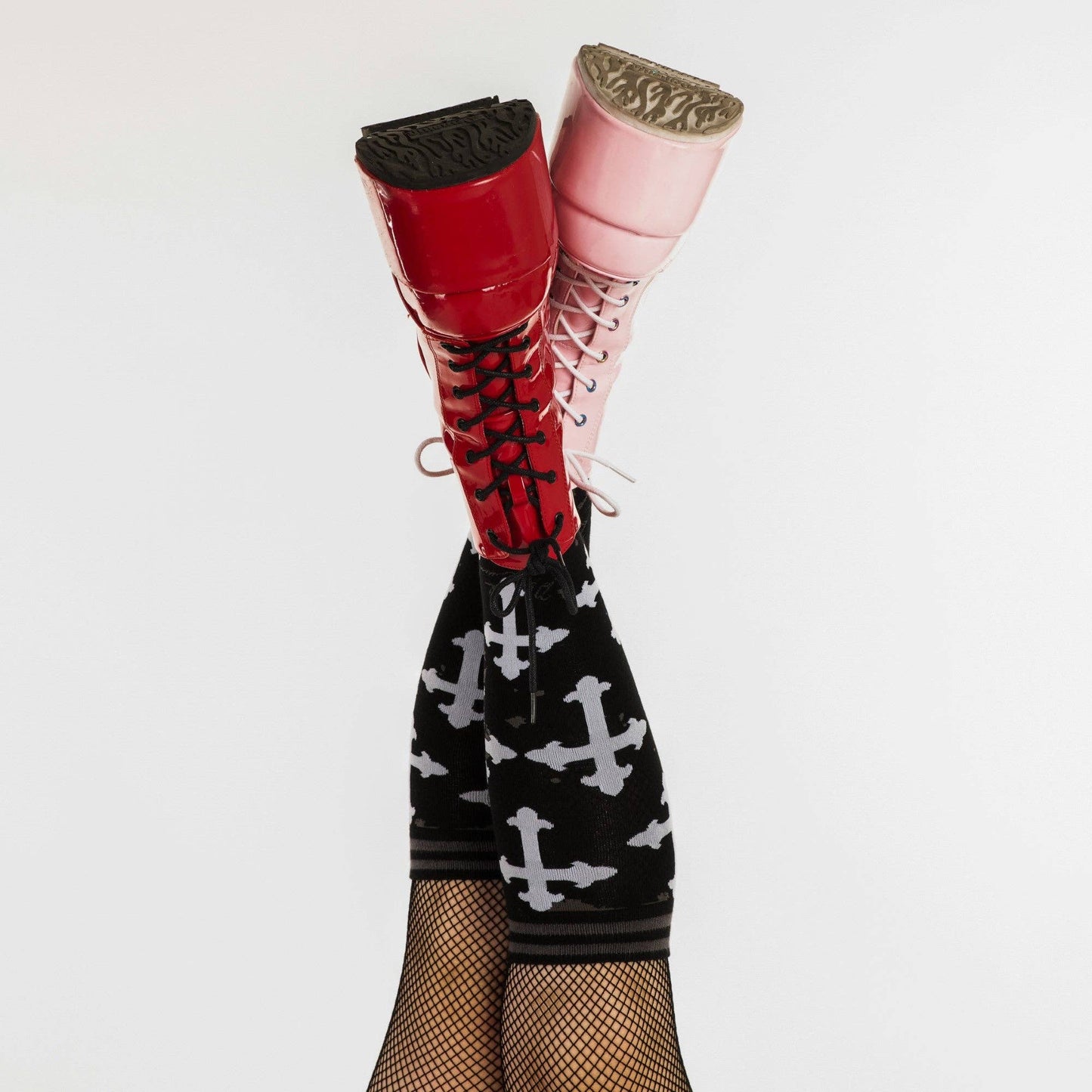 Gothic Crosses Knee High Socks