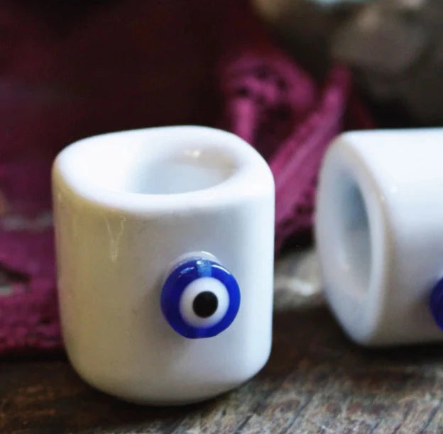 Mini Ceramic Candle Holders With Charms