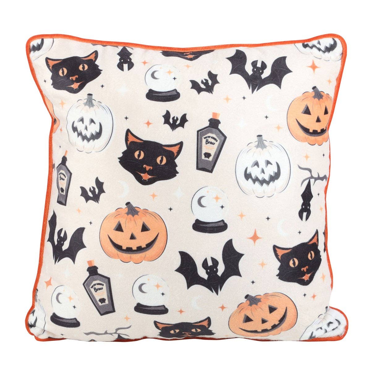 Spooky Cat and Pumpkin Halloween Cushion