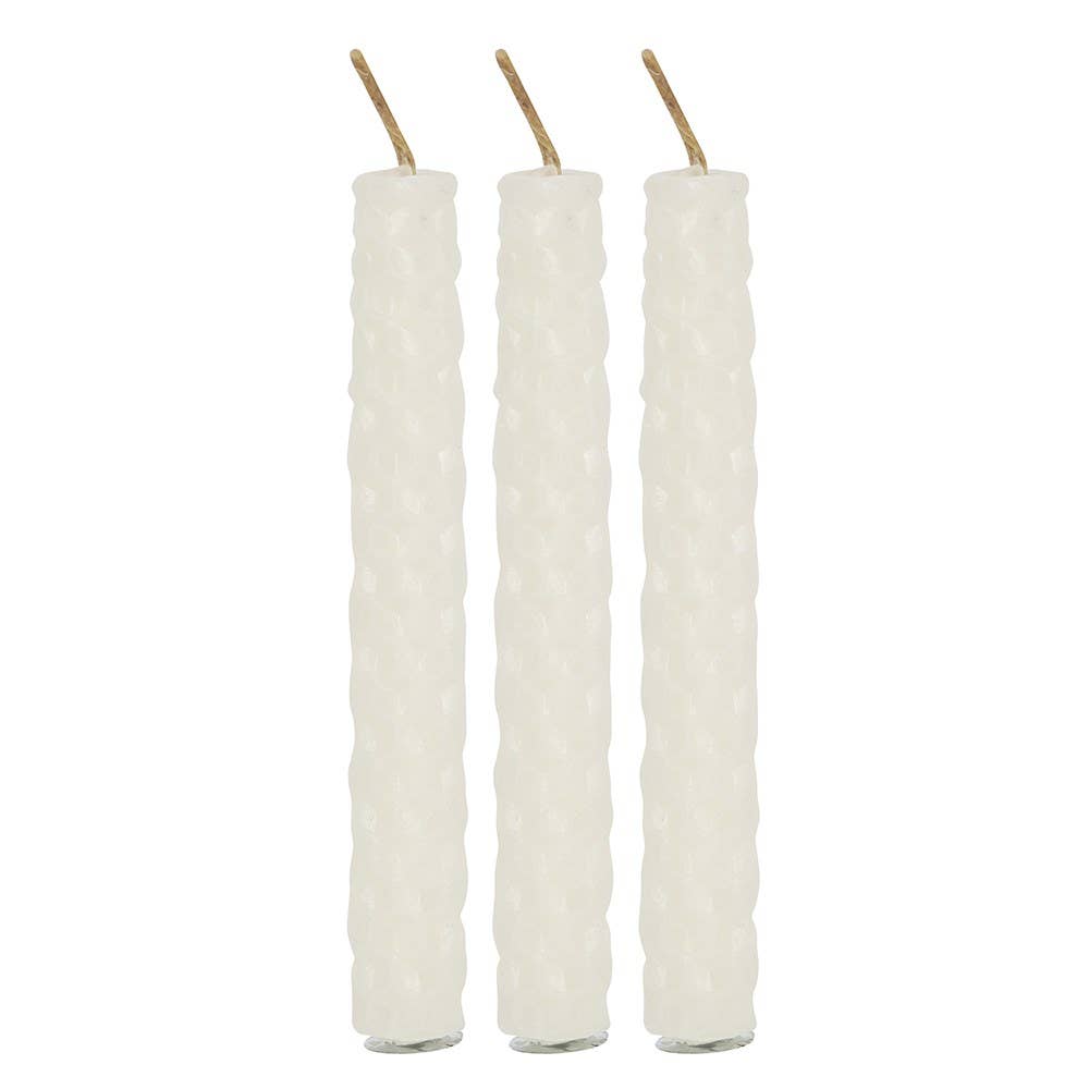 Set of 6 White Beeswax Spell Candles - Peace