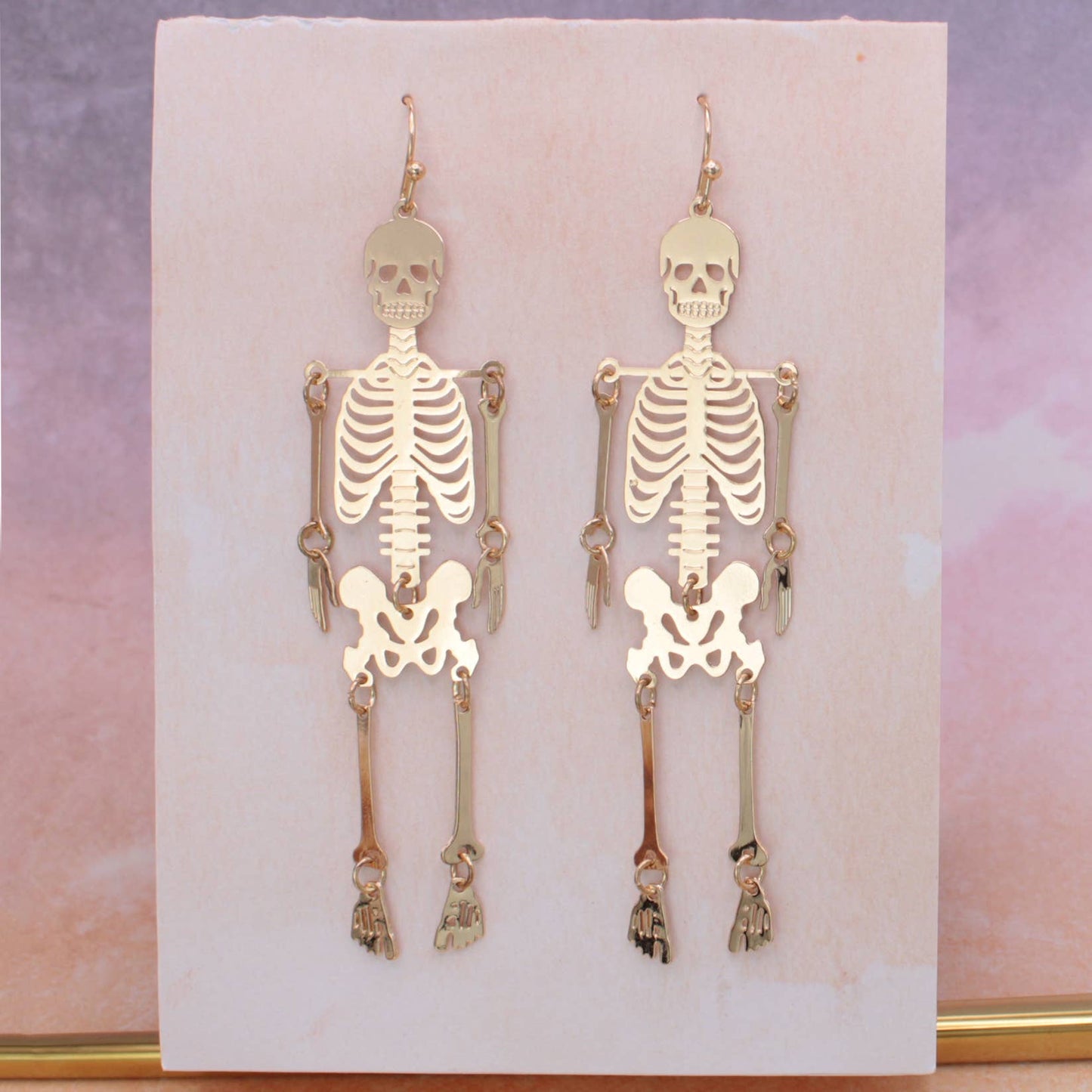 Dance Macabre Gold Skeleton Earrings