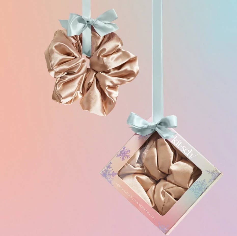 Holiday Satin Pillow Scrunchie - Champagne