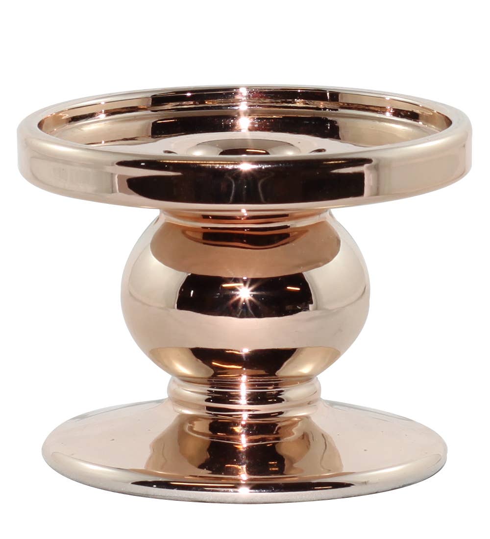 Small Metallic Pillar Candle Holder - Bronze