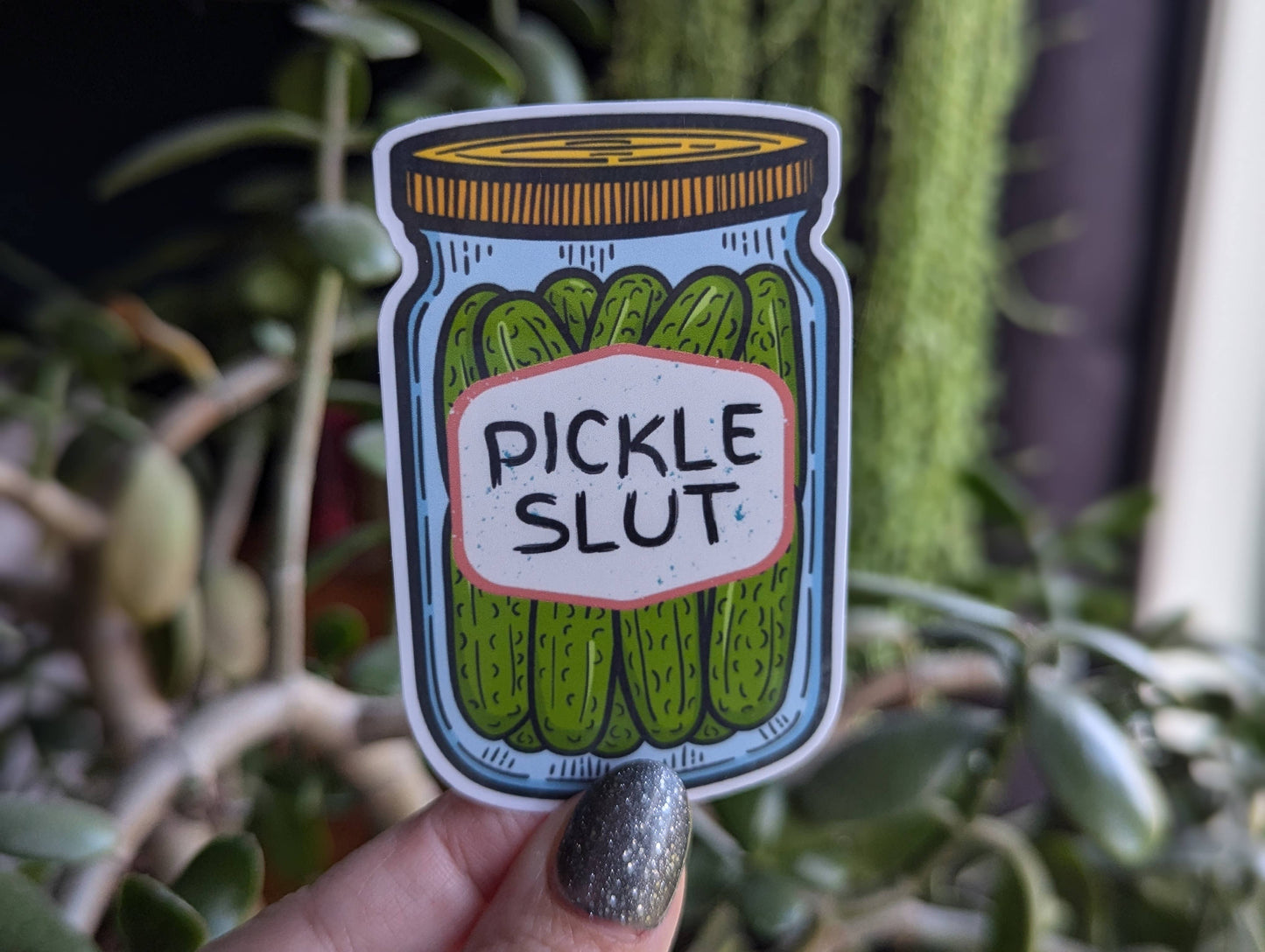 Pickle slut vinyl sticker, foodie merch for pickle lovers