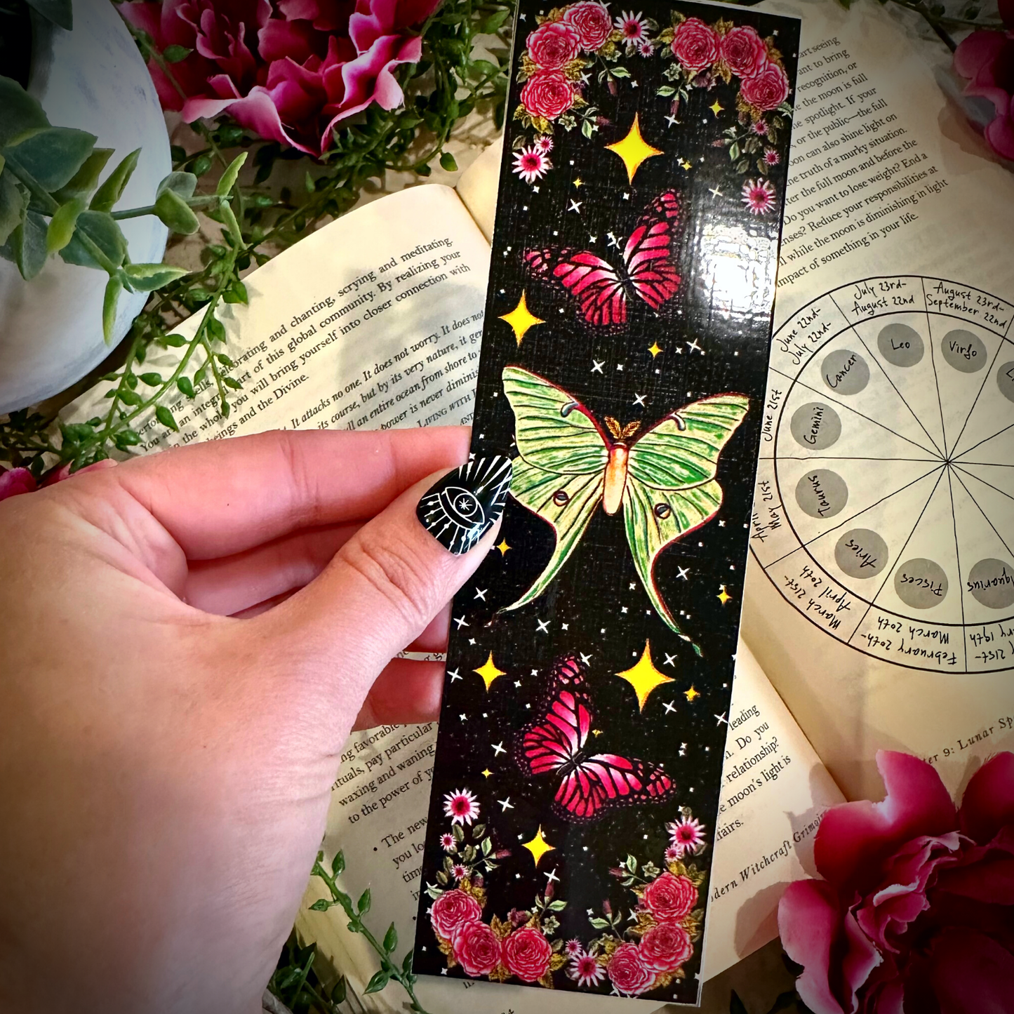 Witchy Luna Moth Bookmark