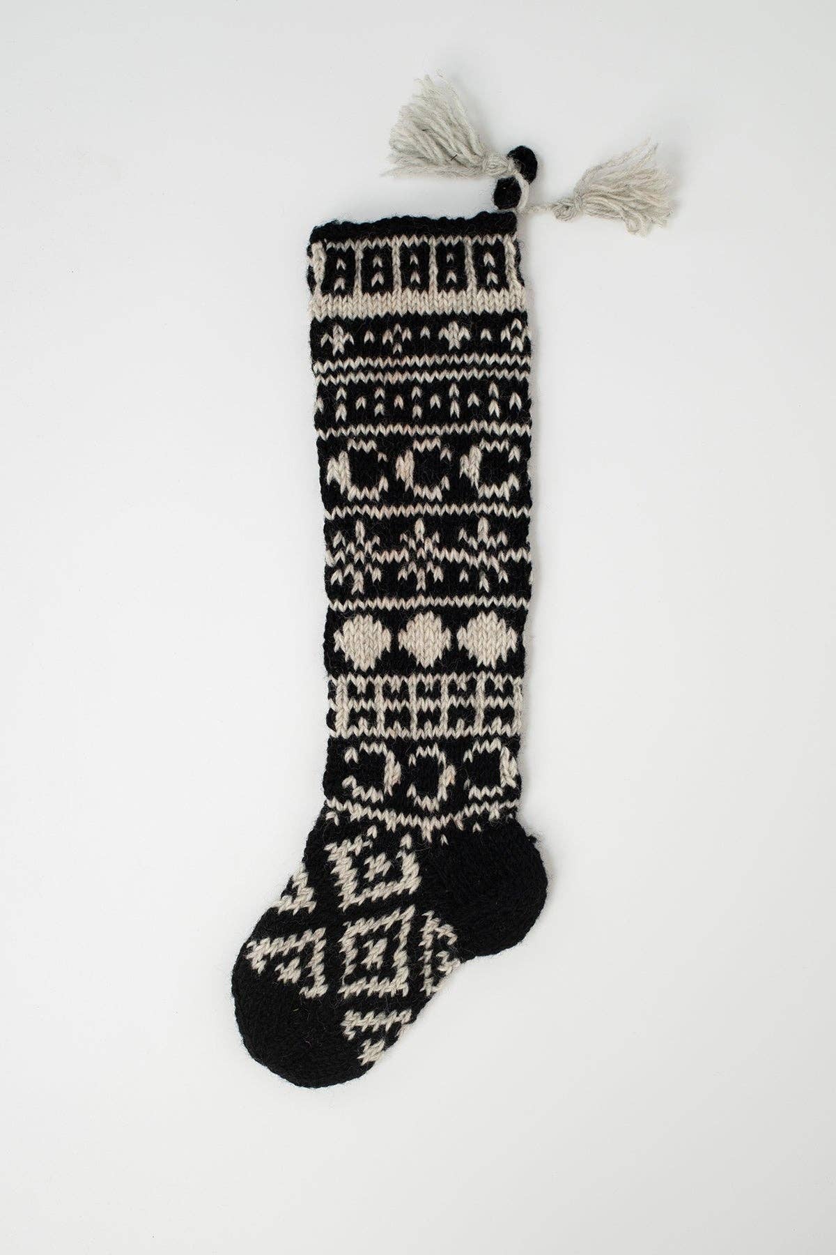 Wool Handcrafted Hand Knit Stocking: Fair Isle