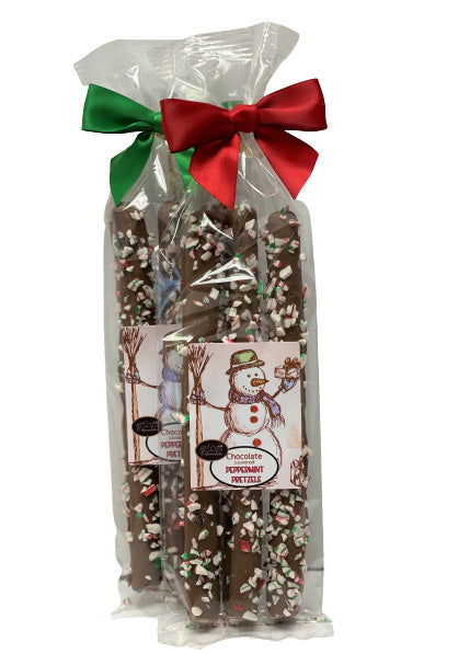 Milk Chocolate Covered Pretzels with Peppermint Candy