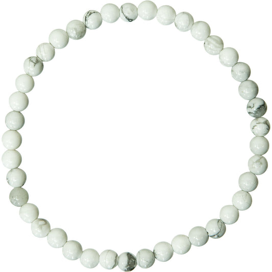 Howlite Gemstone Beaded Bracelet - 4mm