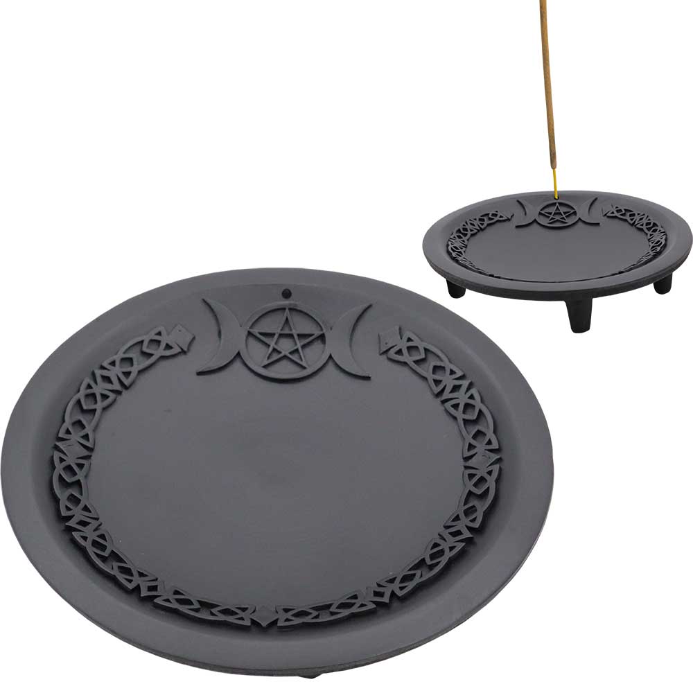 Cast Iron Offering Plate - Triple Moon