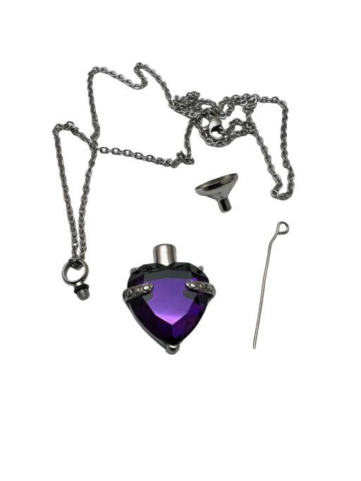 Memorial Urn Necklace - Purple Crystal Heart